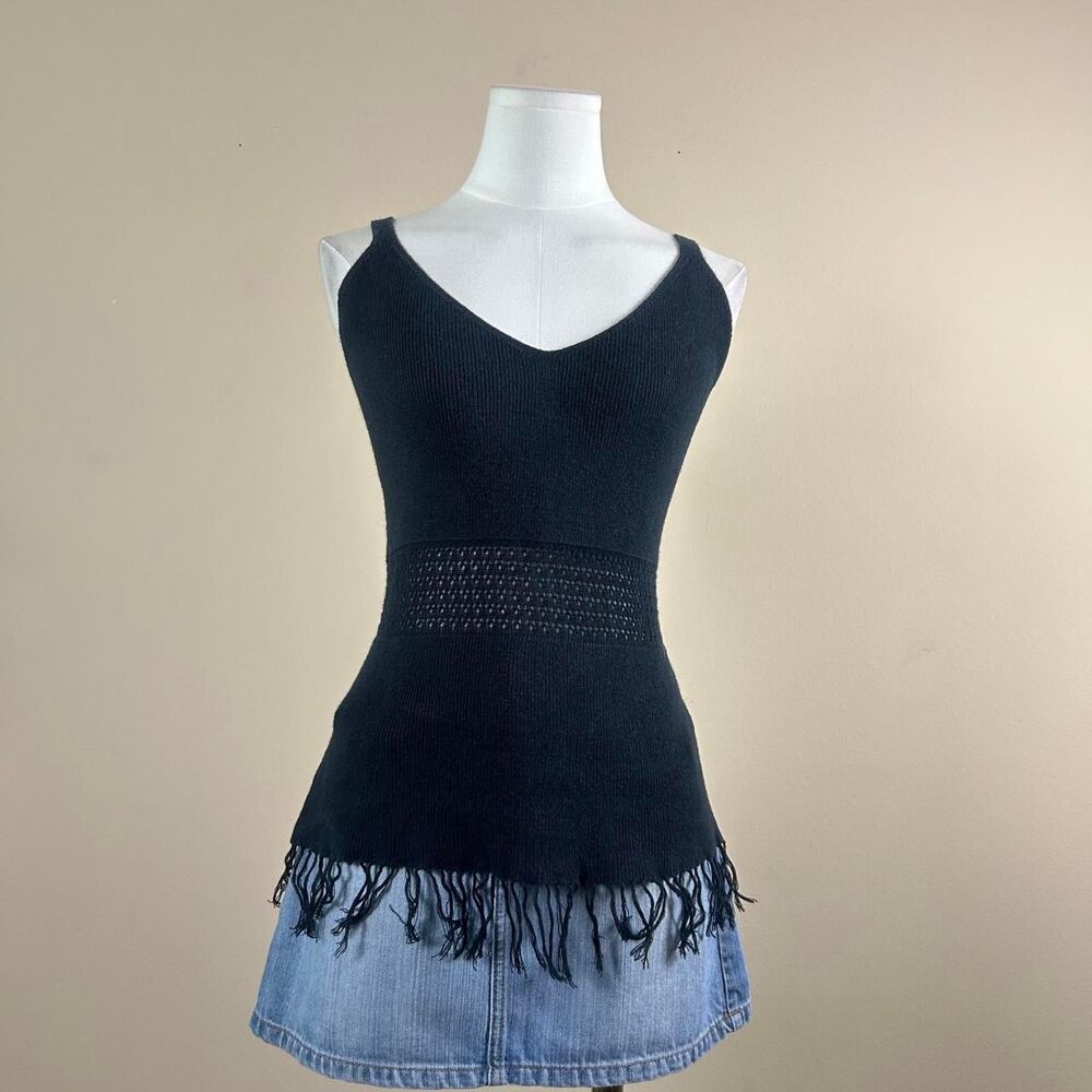 Xhiliration Y2K Fringe Boho Knit Top